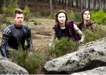 Ritter Elmont (Ewan McGregor), Prinzessin Isabelle (Eleanor Tomlinson) und Jack (Nicholas Hoult, von links nach rechts) versuchen die bösen Giganten auszutricksen. Foto: Warner