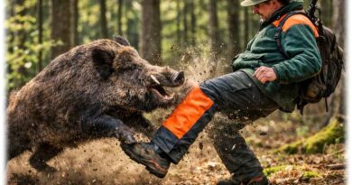 Eine Schutzhose mit Aufprall-Gewirken soll Jäger und Förster besser gegen Wildschwein-Angriffe feien. Visualisierung: KI ChatGPT, Promt: Heiko Weckbrodt