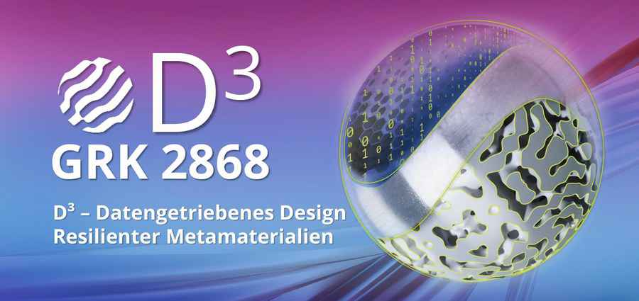 Das Logo des Graduiertenkollegs (GRK) 2868 „D³ - Datengetriebenes Design resilienter Metamaterialien“. Grafik: TU Dresden