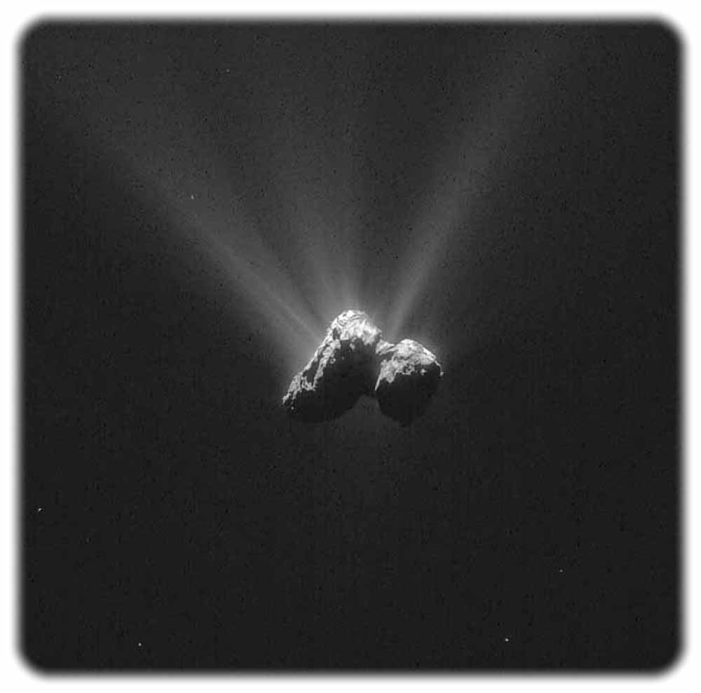 Rosettas Komet im August 2015, als er der Sonne am nächsten war und am meisten Glyzin gemessen wurde. Foto: ESA