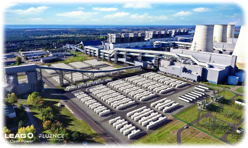 So soll die "Gigabattery Jänschwalde" einmal aussehen. Visualisierung: Leag/ Fluence