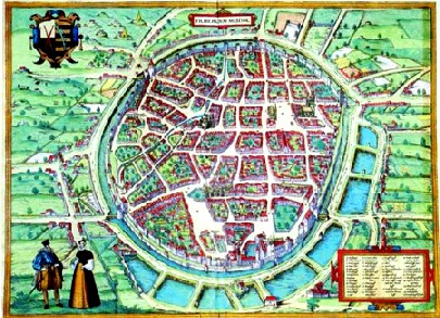 Plan der Stadt Freiberg von Hogenberg & Braun, 1576. Repro: Stadtverw. Freiberg
