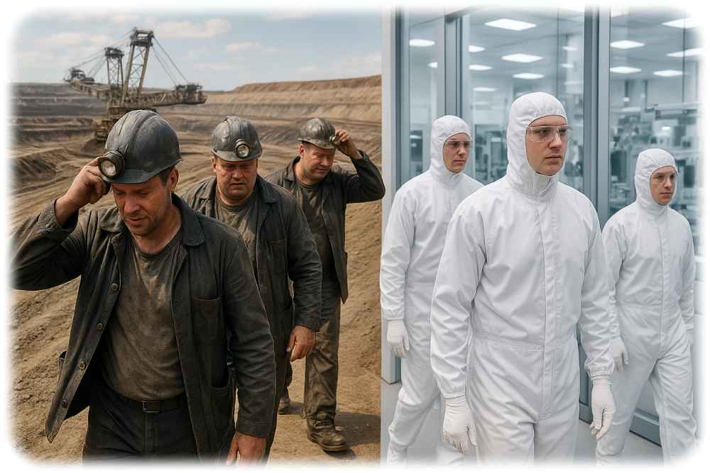 Der Kohleausstieg in der Lausitz könnte Sachsens Mikroelektronik neue Mitarbeiter bescheren. Visualisierung: KI Gemini, Prompt: Heiko Weckbrodt