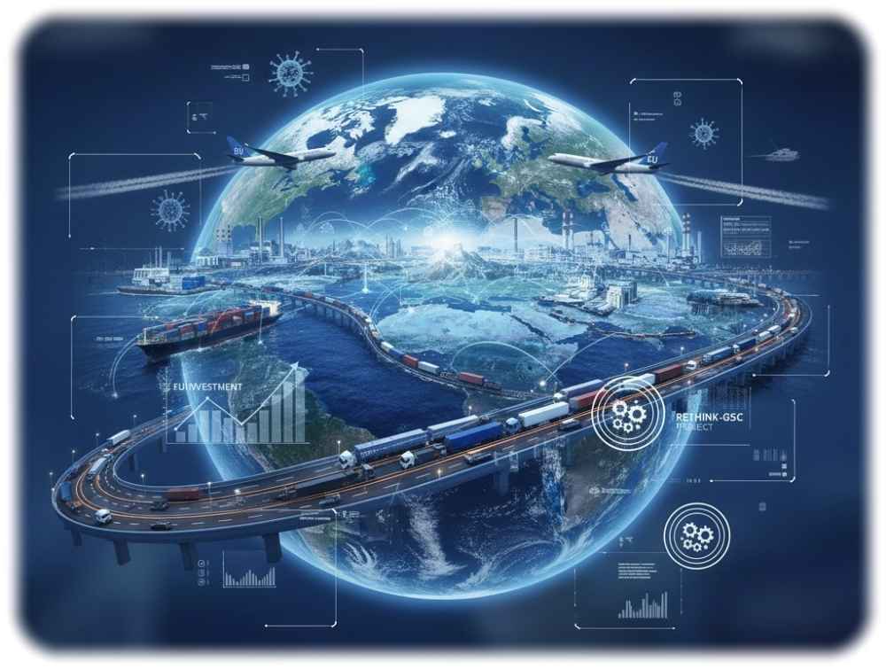 Die globalen Lieferketten stehen nicht erst seit Corona unter Druck. Dazu tragen vor allem Trumps Wirtschaftskriege bei, aber auch die Wünsche einiger Politiker in Europa, sich von China abzukoppeln. Grafik: KI Gemini, Prompt: Heiko Weckbrodt