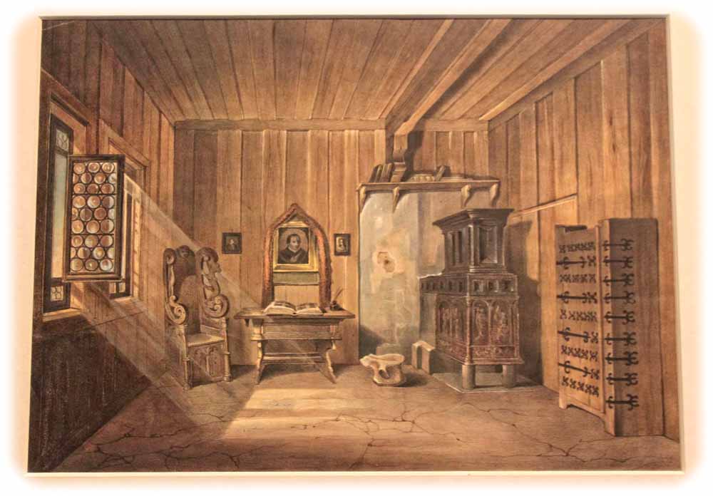 Wie die Lutherstube heute aussieht, ist bekannt. So hielt Theodor Rothbart jun. um 1845 deren Aussehen im Bild fest. Foto: Peter Weckbrodt