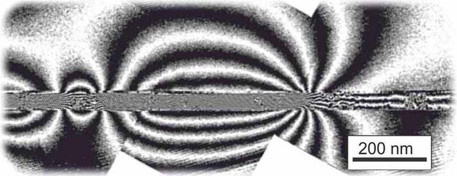 Magnetische Flusslinien der per Ionenstrahl erzeugten Nano-Magnete. Foto: TU Dresden, Falk Röder