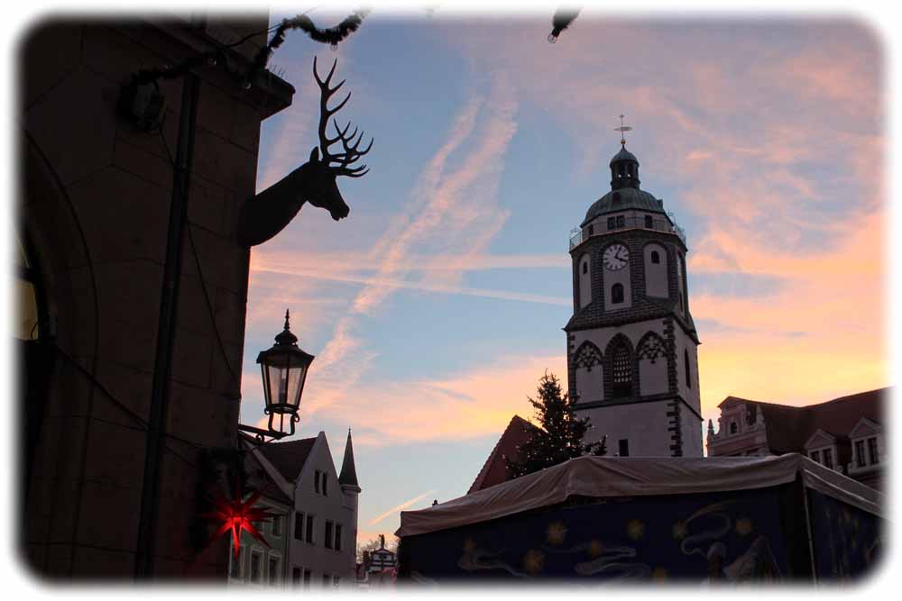 Abendstimmung an der Frauenkirche Meißen am Markt. Foto: Peter Weckbrodt
