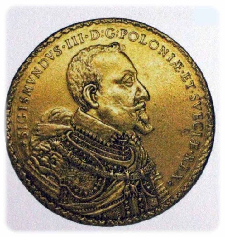 Dieser 100-fache Golddukaten wurde 1621 in Bromberg geprägt und zeigt den polnischen König Sigismund III. Wasa. Repro: Peter Weckbrodt