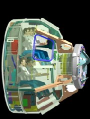 Konzeptzeichnung der CST-100-Kapsel mit astronauten an Bord. Abb.: Boeing