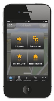 Die neue Startoberfläche der Navigon-App. Abb.: Navigon