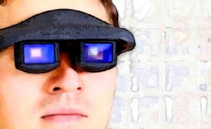 Deutlich komakter (und hübscher) als bisherige Bildschirmbrillen à la "Cinemizer": Die interaktive OLED-Brille soll für den Durchblick in der realen wie der virtuellen Welt sorgen. Abb.: IPMS