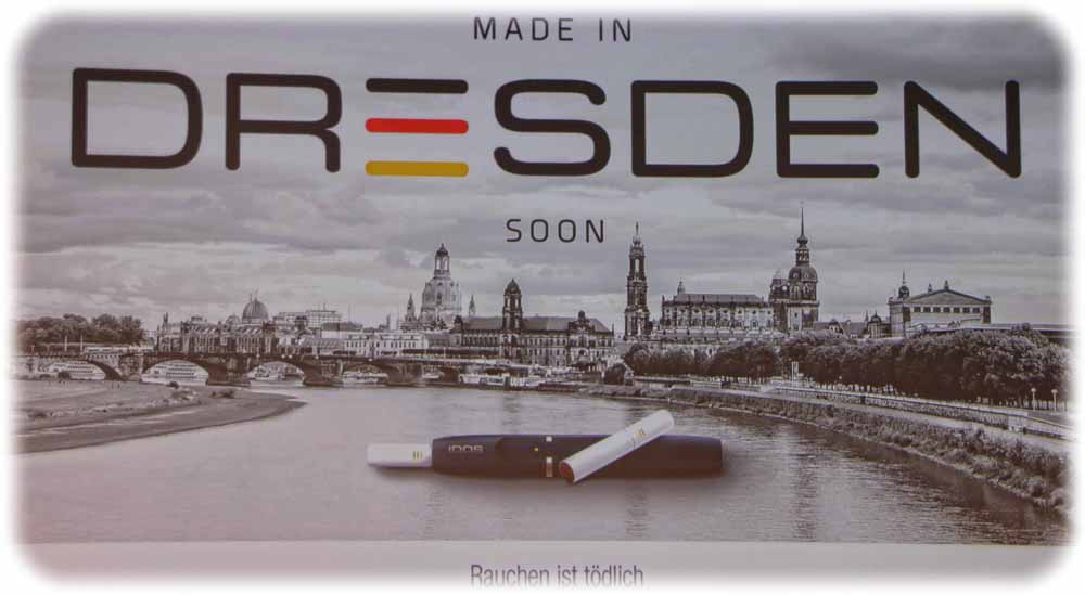 Philip Morris hat eine seiner Werbe-Kampagnen für die neuen Heeds stark auf die Stadt Dresden als Marke aufgebaut. Die sächsische Landeshauptstadt galt schon zu Kaisers Zeiten als Zigaretten-Hochburg des Reichs. Repro: Heiko Weckbrodt