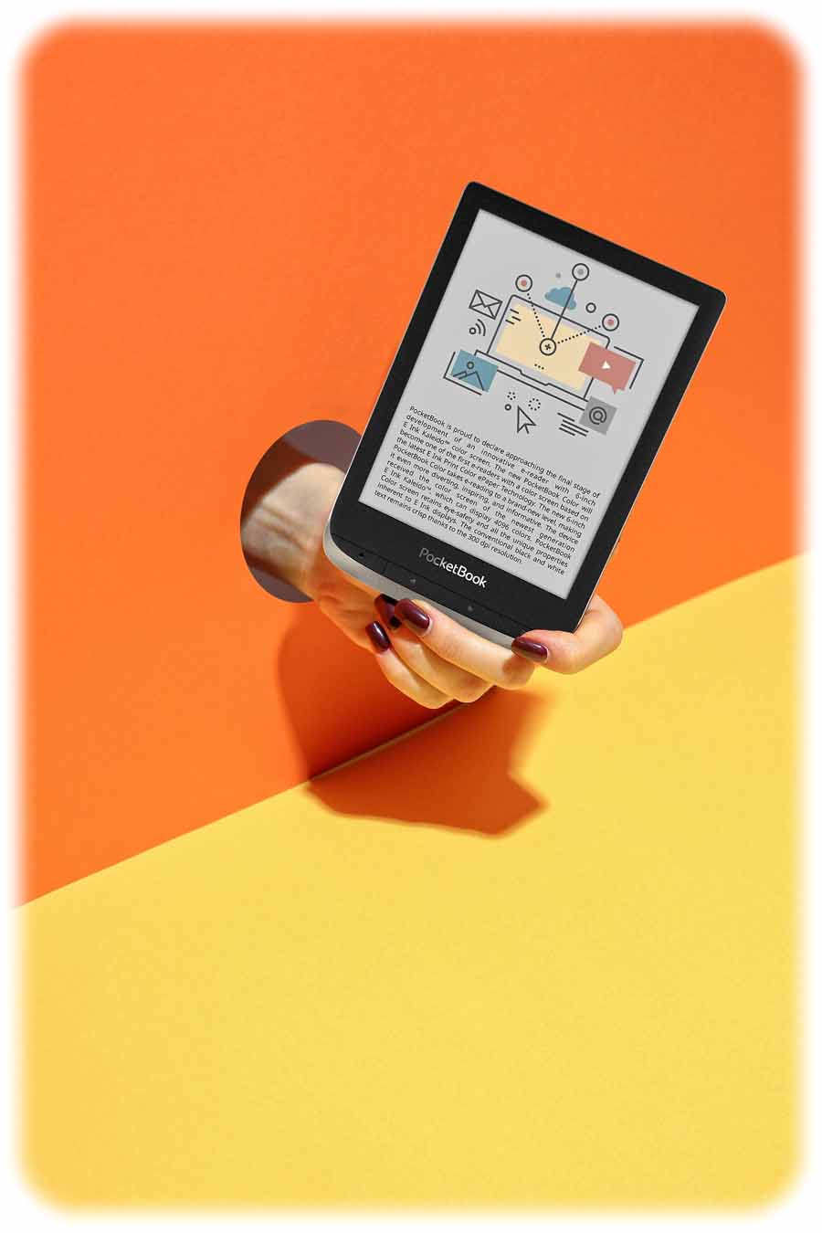 Das neue Farb-Lesegerät "Pocketbook Color" für farbige digitale Literatur soll ab Herbst 2020 verfügbar sei, hat Pocketbook in Radebeul angekündigt. Foto: Pocketbook/Shan Corp.