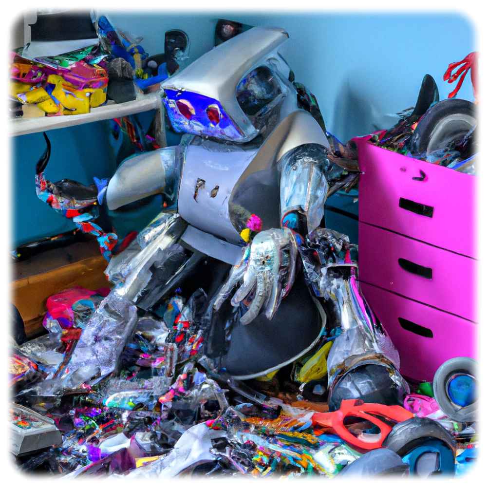 Ist das die Zukunft? Ein Roboter mit künstlichen Muskeln räumt als Haushaltsgehilfe das Kinderzimmer auf. Visualisierung: Dall-E