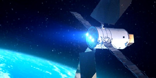Um einen asteroiden einzusacken, will die NASA ein solarelektrisch angetriebenes Roboterraumschiff konstruieren. Visualisierung: Analytical Mechanics Associates