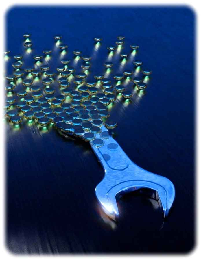 Winzige Roboterschwärme organisieren sich zu einer starren Form. Die Abbildung veranschaulicht denkbare Anwendungsbereiche. Visualisierung: Brian Long, UCSB via TUD