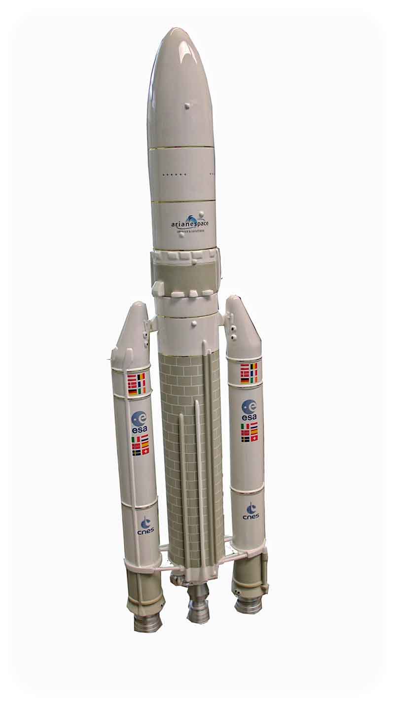 Ariane-Raketenmodel bei  Ruag Coswig. Foto: Heiko Weckbrodt