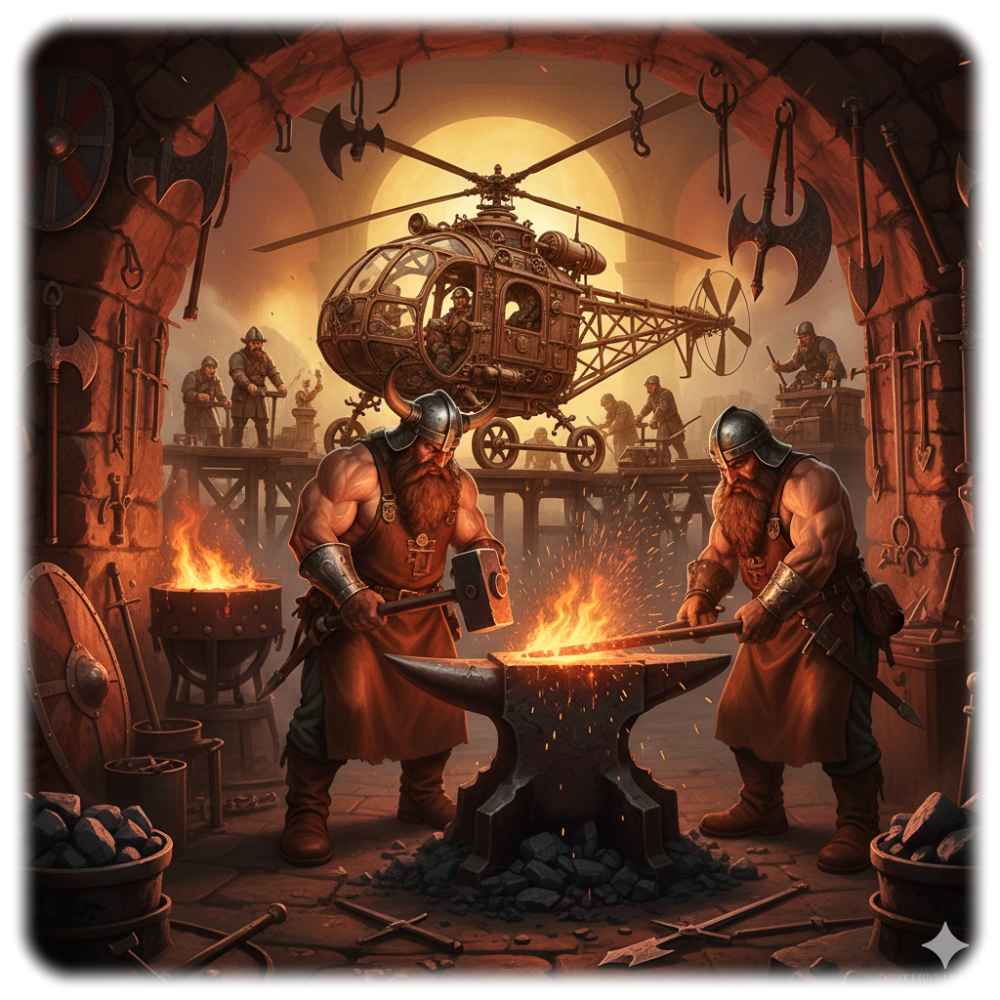 Rüstungsschmieden sind in Sachsen seit dem II-. Weltkrieg eher umstritten. Visualisierung: KI Gemini, Prompt: Heiko Weckbrodt