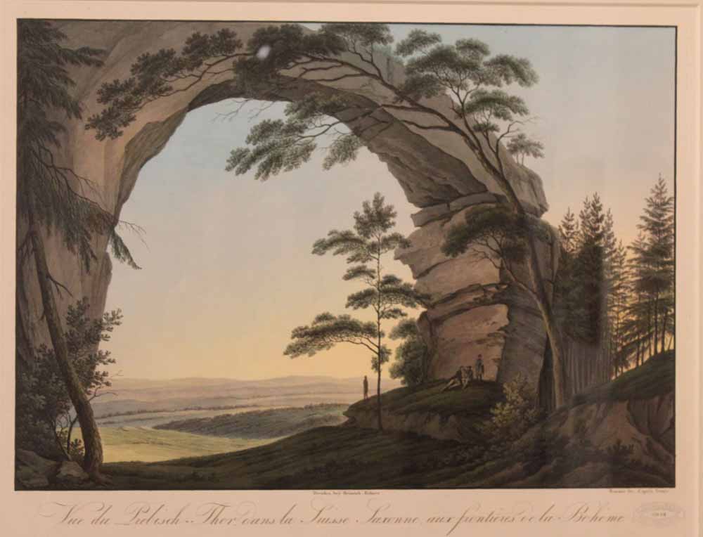 Christian Gottlieb hammer (1779-1864): Ansicht des Prebischtores in der Sächsischen Schweiz an der Grenze zu Böhmen. Repro: Peter Weckbrodt