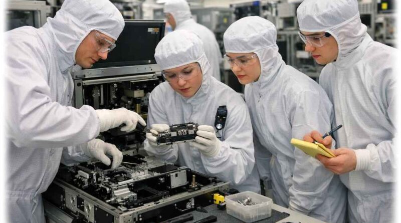 Zur Lehrausbildung in den Betrieben und Berufsschulen ist für viele Chipfabrik-Azubis noch eine dritte Ausbildungssäule hinzugekommen. Im Großraum Dresden sollte dafür ein "Sächsisches Ausbildungszentrum für Mikroelektronik" entstehen. Visualsierung: KI ChatGPT, Prompt: Heiko Weckbrodt