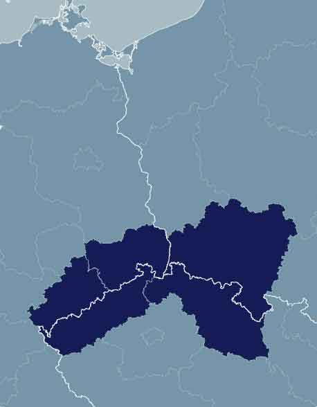 Die Projektregion von Trans3Net umfasst Niederschlesien, Sachsen und Nordböhmen. Abb.: Trans3Net