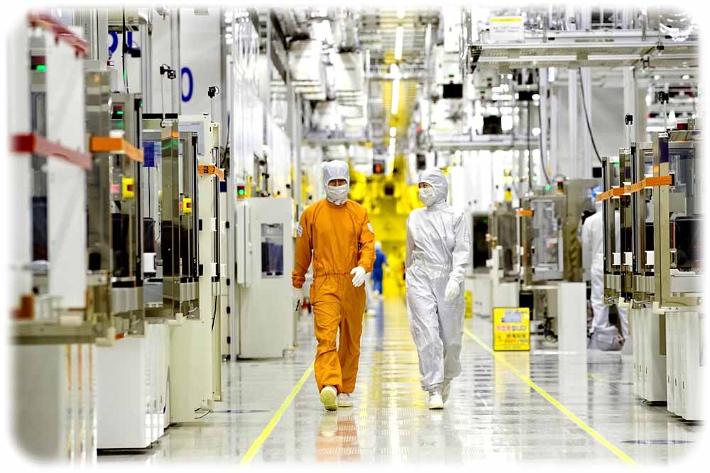Blick in eine Chipfabrik vom Samsung. Die Koreaner gehören zu den Treibern in der Mikroelektronik-Industrie. Foto. Samsung