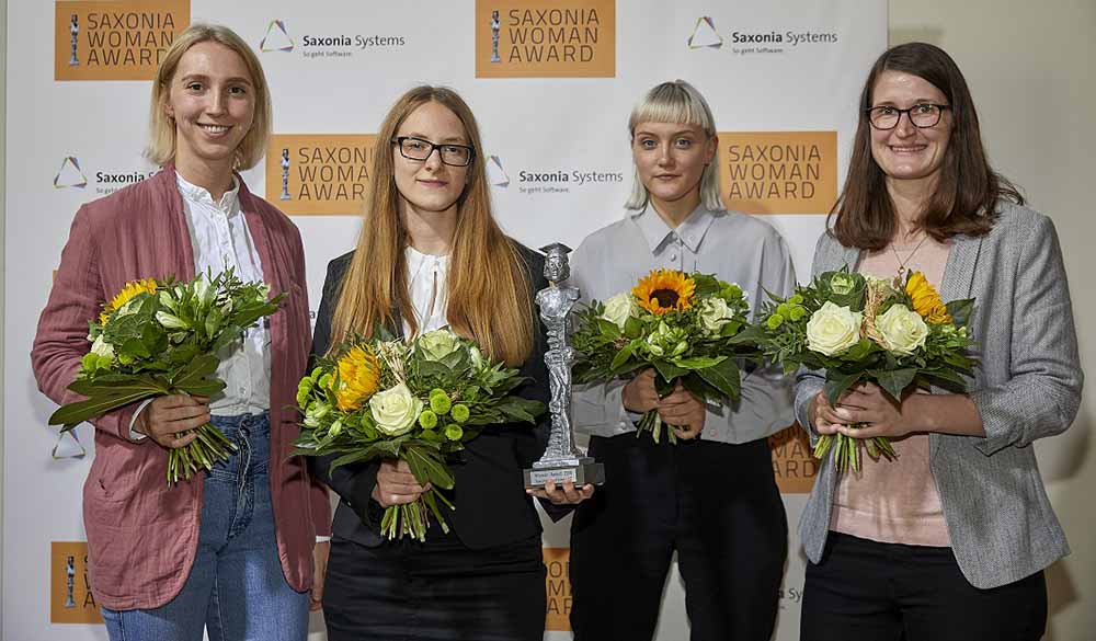 Haben die "Saxonia Awards 2019" gewonnen: Lina Peters, Anja Reusch, Carolin Schoss, und Karin Lampesberger. Foto Tobias Koch
