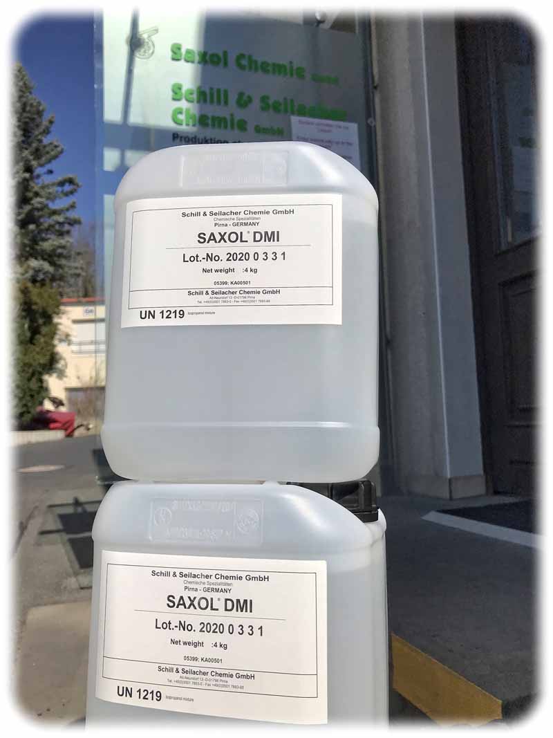 Das Chemieunternehmen "Schill+Seilacher" stellt nun mit "Saxol-DMI" ein eigenes Desinfektionsmittel in seinem Werk in Pirna her. Foto: Meeco