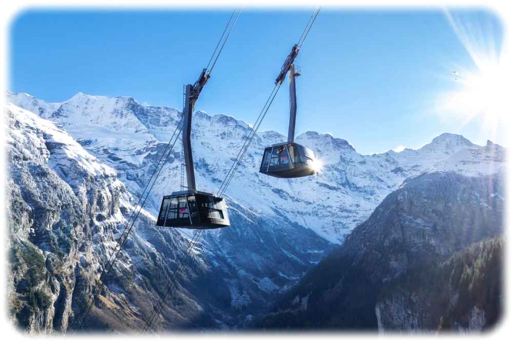 Elaskon Dresden schmiert die steilste Seilbahn der Welt: die Schilthornbahn in den Berner Alpen. Foto: Schilthornbahn AG