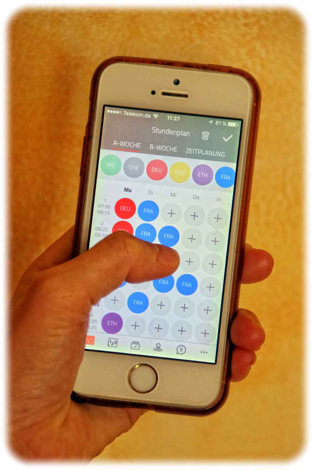 Mit der Soolio-App können Schüler beispielsweise Stundenpläne für wechselnde Wochen anlegen. Foto: Heiko Weckbrodt