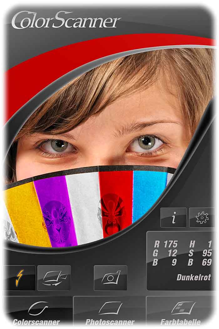 Das Bildschirm foto zeigt, wie der Farbscanner im ColorVisor arbeitet. Abb.: Bildschirmfoto/ visorApps