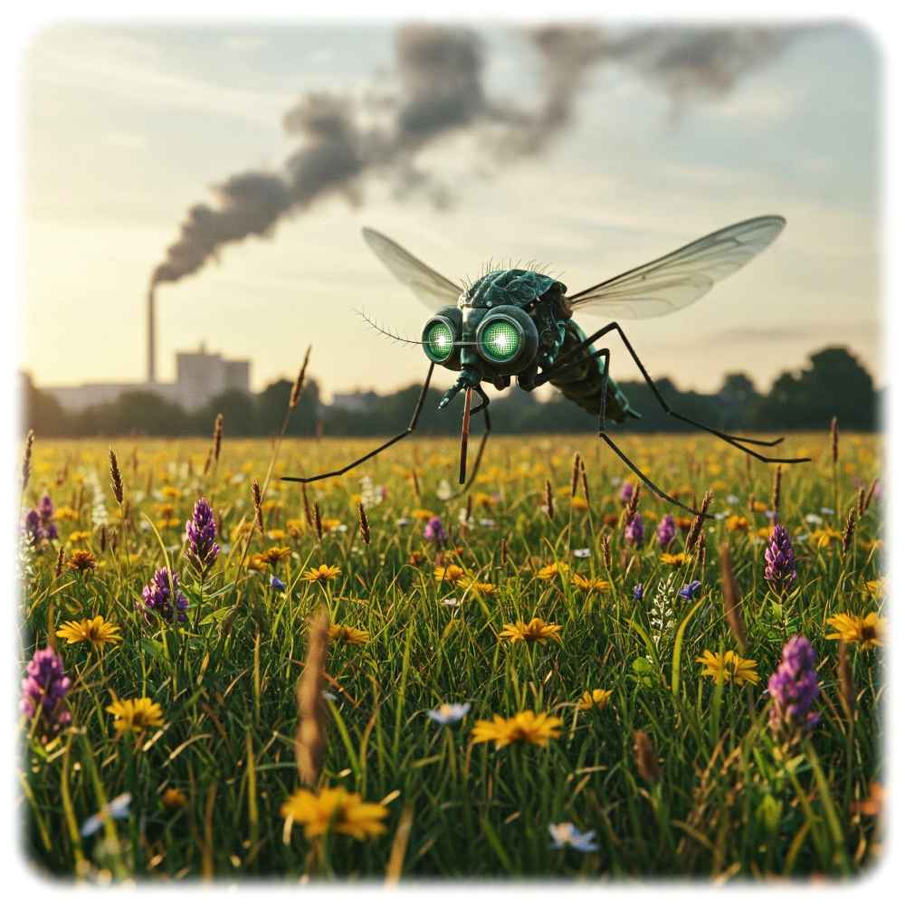 Im Projekt "Insekt" wollen Forscher aus Brandenburg Sensoren entwickeln, die wie künstliche Augen und Nasen arbeiten und dabei eine gewisse Eigenintelligenz mitbringen. Visualisierung: Gemini, Prompt: Heiko Weckbrodt