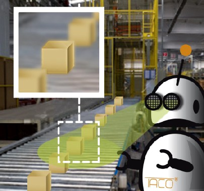 Die Taco-Augen sollen Roboter dazu befähigen, zum Beispiel fehlerhafte Produkte auf einem Fließband schnell zu erkennen. Visualisierung: Technikon