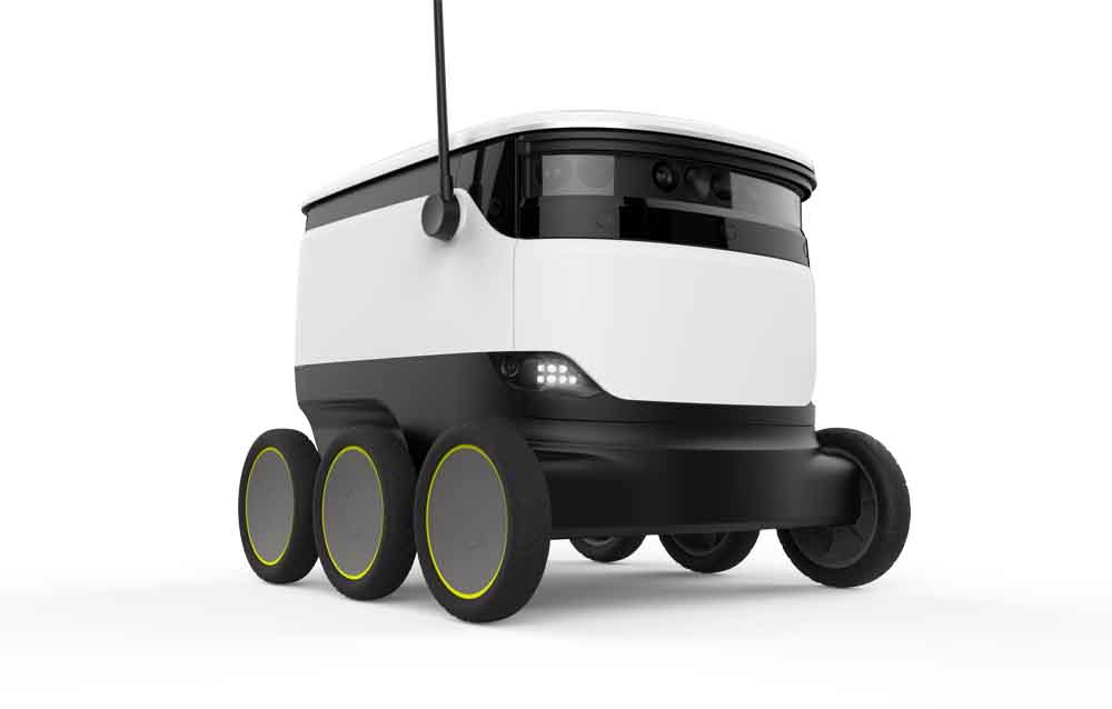Rollender Pizzabote: Roboterdrohne von Starship Technologies. Das Unternehmen sitzt in London und Estland. Foto: Starship Technologies-