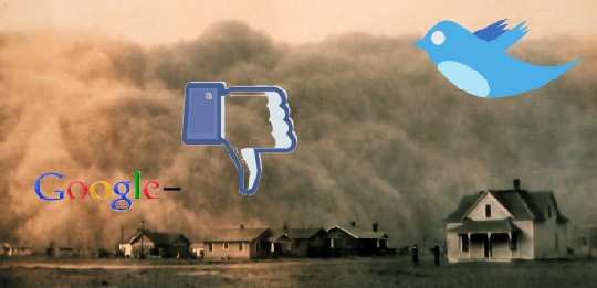 Wenn sich am Facebook-Horizont ein "Shit Storm" zusammenbraut, sollte ein Unternehmen rasch reagieren, sagen Krisenmanager. Viele IT-Firmen unterschätzen jedoch den Imageschaden. Abb.: NOAA, Wikipedia, Montage: hw