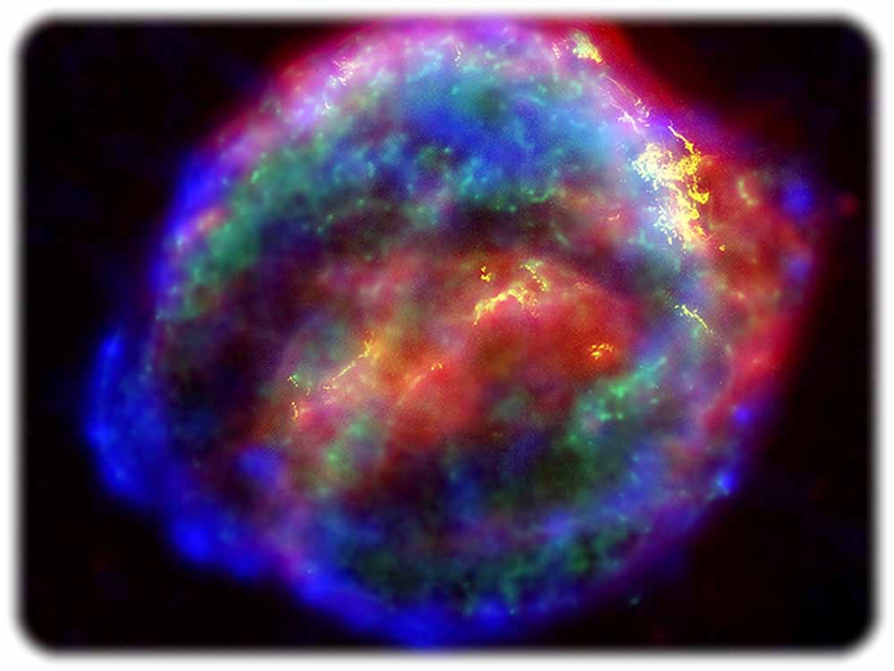 Überreste einer Supernova: Keplers Supernova explodierte in 13.000 Lichtjahren Entfernung im Sternbild Schlangenträger (Ophiuchus). Sternengucker wie der berühmte Astronom Johannes Kepler konnten sie schon vor 400 Jahren beobachten. Foto: NASA, ESA, R. Sankrit and W. Blair (Johns Hopkins University) / CC BY 3.0