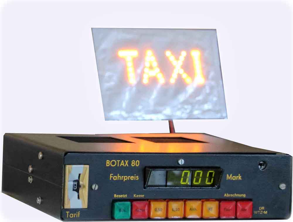 Das "Botax 80" war ein elektronisches Taxameter, entwickelt vom Wissenschaftlich-Technischen Zentrum des Kraftverkehrs“ (WTZK) in Dresden. Foto (bearbeitet): Heiko Weckbrodt