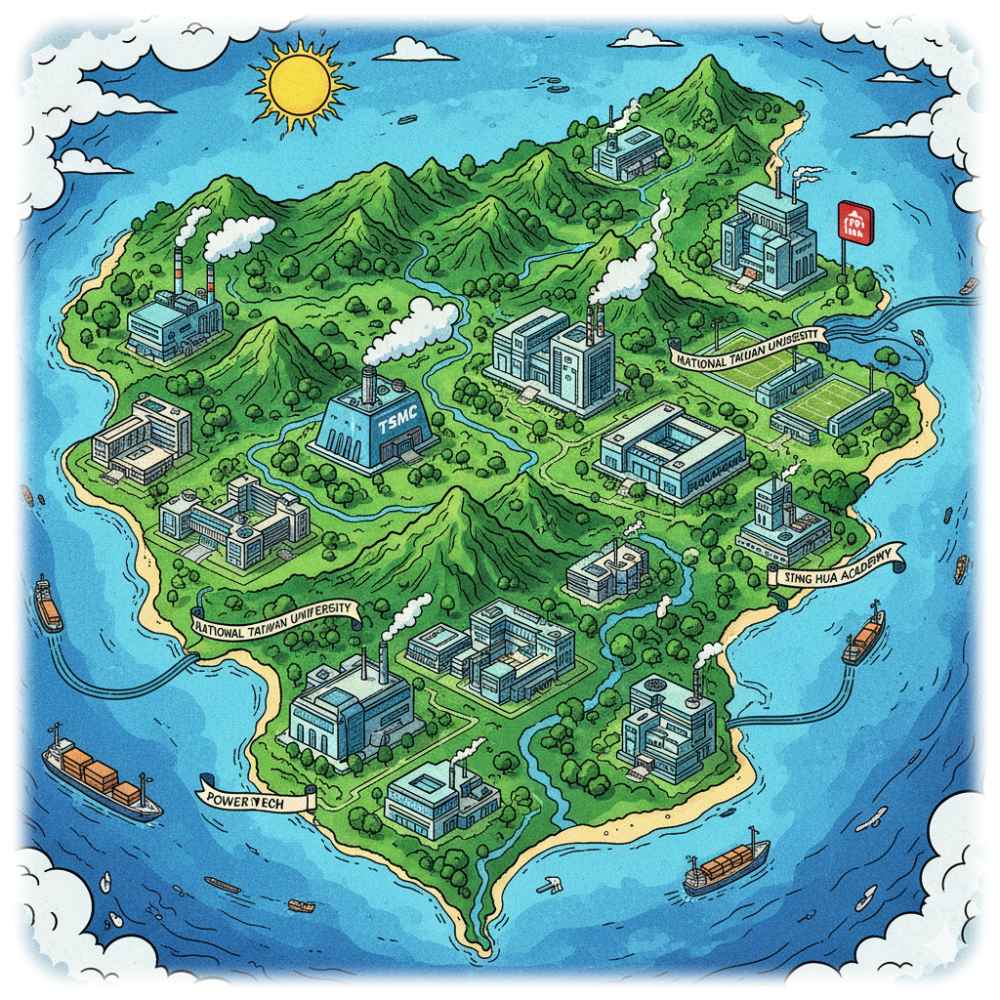 Die Insel Taiwan gilt als wichtigster Halbleiter-Standort weltweit. Visualisierung: KI Gemini, Prompt: Heiko Weckbrodt