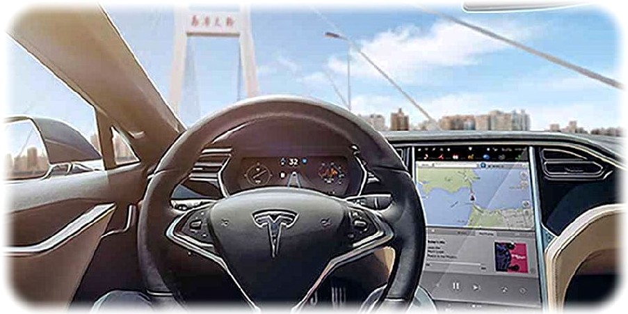 Keine Hand mehr am Steuer: Mit der neuen Autopilot-Funktion soll der Elektro-Sportwagen die meisten Manöver ohne Zutun des Fahrers erledigen können. Abb.: Tesla