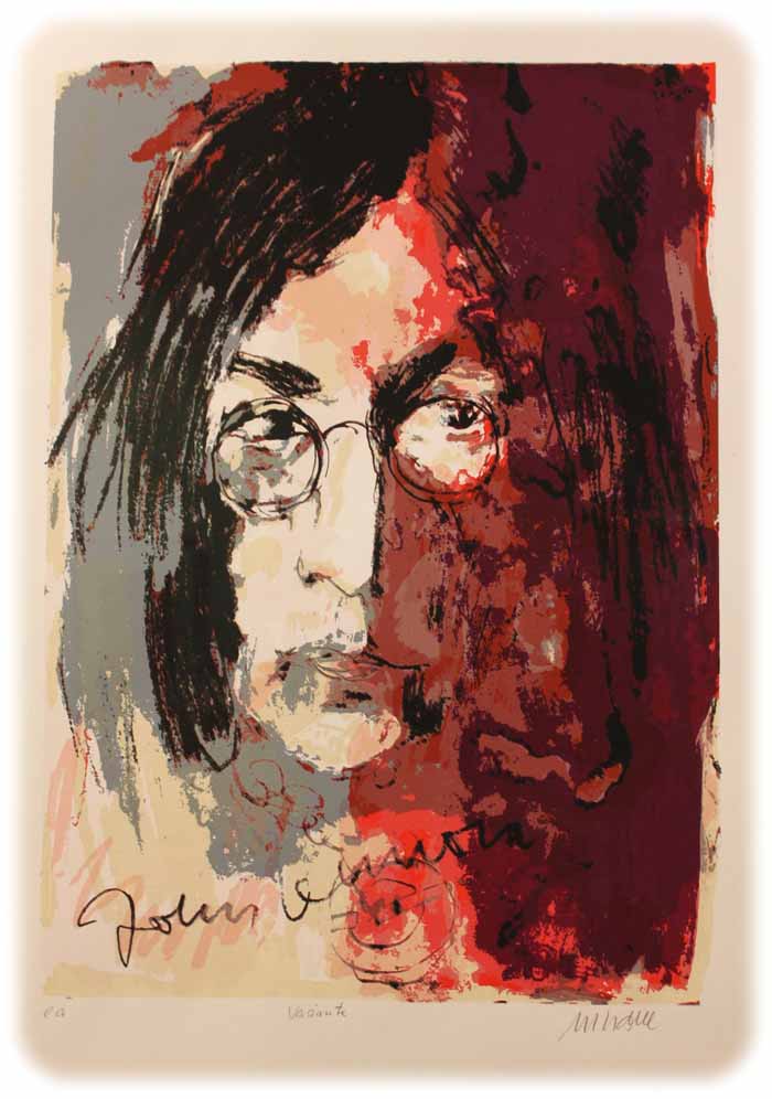 Armin Mueller-Stahl: John Lennon, Farblithographie, 2015. Repro: Peter Weckbrodt