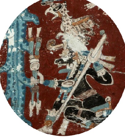 Der Totengott der Mayas tanzt zur Sintflut - Auszug aus dem Codex Dresdensis. Repro: SLUBDer Totengott der Mayas tanzt zur Sintflut - Auszug aus dem Codex Dresdensis. Repro: SLUB
