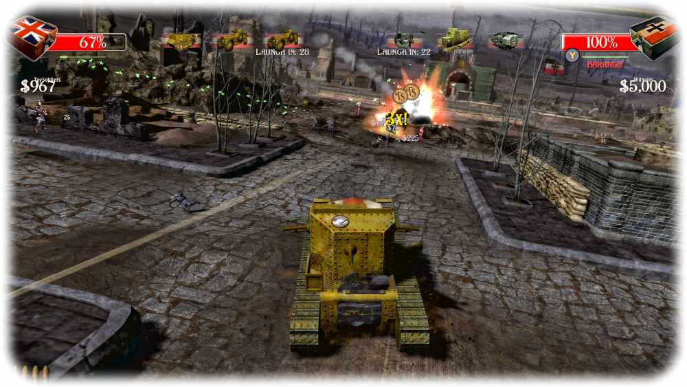 Ein Tank rückt vor. Bildschirmfoto (hw) aus: "Toy Soldiers"