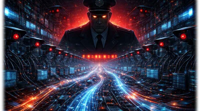 So stellt sich die KI Chat-GPT die Risiken einer Vorratsdatenspeicherung im Netz vor. Visualisierung: KI ChatGPT, Prompt: Heiko Weckbrodt