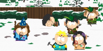 "Ihr klommt hier nicht durch!" - Cartman versucht sich im Rollenspiel-Adventure als Zauberer Gandalf. Abb.: THQ