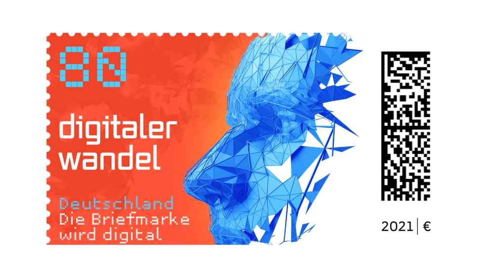 Die Briefmarke "Digitale Wandel", die am 4. Februar 2021 erscheint, ist die erste reguläre Post-Briefmarke mit QR-Code. Foto: Deutsche Post