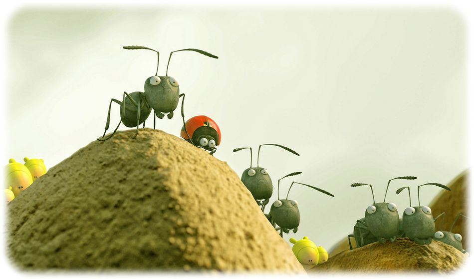 Ob der kleine Marienkäfer seinen Ameisenfreunden gegen die Belagerer helfen kann? Abb.: Pandastorm