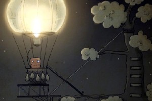 Gomo geht sogar in die Luft, um seinen Hund, den die Alien-Schweine entführt haben, zu finden. Abb.: Deadalic