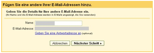 Name und Mailadresse kontrollieren und weiterklicken