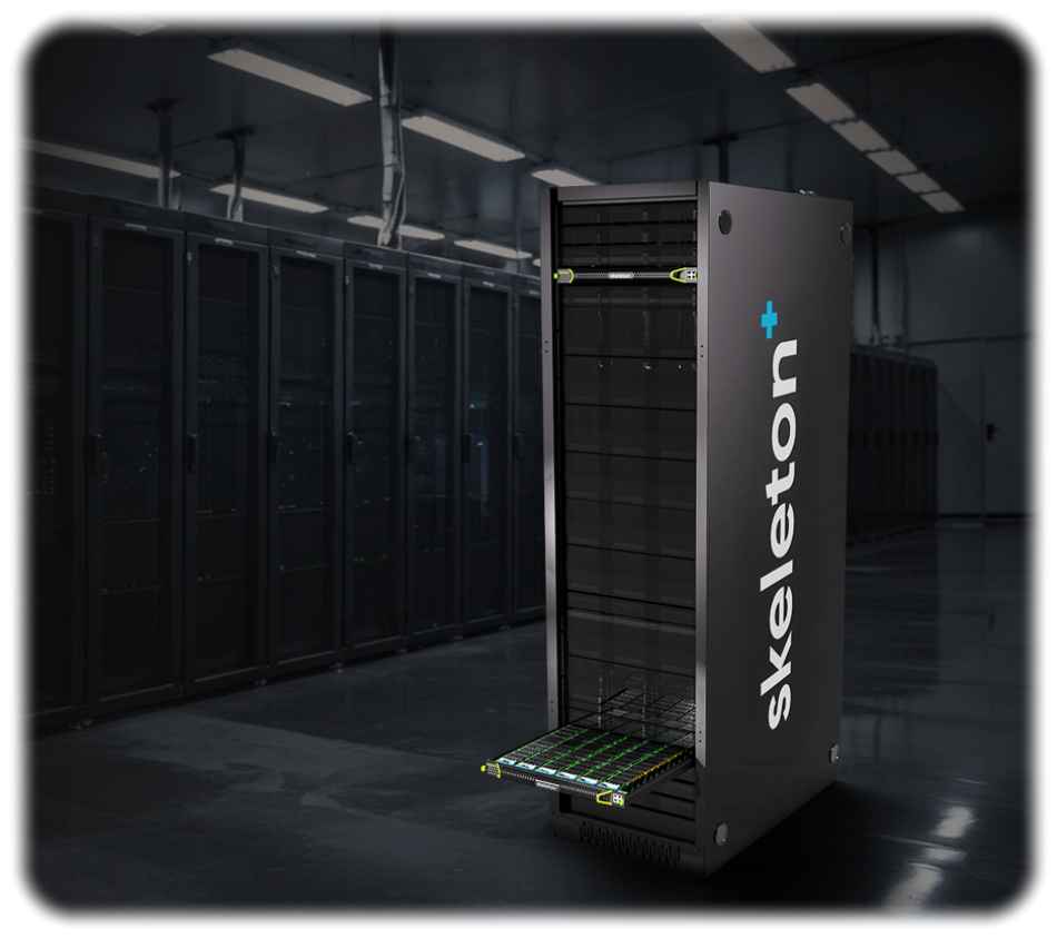 So stellen sich die Skeleton-Ingenieure die Rechenschränke mit Graphen-Energiepuffern vor. Visualisierung: Skeleton Technologies