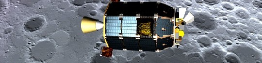 Das Roboter-Raumschiff LADEE umkreist in dieser Visualisierung bereits den Mond. Visualisierung_ NASA Ames / Dana Berry